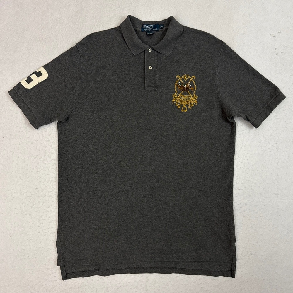 Polo Ralph Lauren Mens Large Gray International Challenge Cup Polo Shirt 3